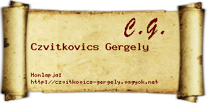 Czvitkovics Gergely névjegykártya